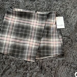 love, Fire Black and Pink Plaid Mini Skort